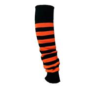 ANZEE Kids Stripe Leg Warmers Stay Warm & Stylish Girls Knitted Ankle Children Legwarmer for Book Week Christmas School Dance Party Wear Sports Yoga Accessories (Orange Black, One Size)
