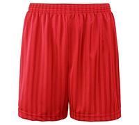 ANZEE Kids Unisex Shadow Stripe Gym Sports Games Summer PE Shorts - Boys Girls Drawstring Elastic Waist Football Cycling Sports Bottom Red 3-4