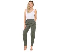 ANZEE Ladies Cherry Berry Full Length Fleece Lined Trouser - Women's Italian Plain Casual Stretchy Elasticated Waist Warm Winter Pants UK 10-24 (UK, Numeric, 10, Khaki)