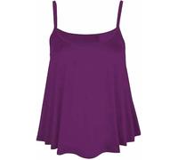 ANZEE Ladies Plain Swing Sleeveless Top Strappy Cami Vest | Womens Neon Fluorescent Plain Strappy Flared Stretchy Mini Top (UK, Numeric, 20, 22, Purple)