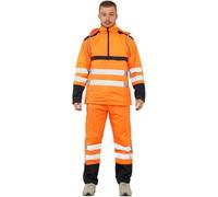 ANZEE Men Hi Vis Rain Suit - Mens High Visibility 2 Piece Waterproof Reflective Tape Band Safety Lightweight Hooded Top Trouser Hi Viz Puddle PVC Workwear Rainsuit Jacket S-XXL (Orange, M)