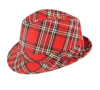 ANZEE Scottish Tartan Trillby Hat Unisex Adult Fashion Accessory for Valentine's Day & Special Occasions (UK, Alpha, One Size, Tartan Hat Pack Red Pack of 1)
