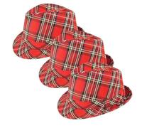 ANZEE Scottish Tartan Trillby Hat Unisex Adult Fashion Accessory for Valentine's Day & Special Occasions (UK, Alpha, One Size, Tartan Hat Set Red Pack of 3)