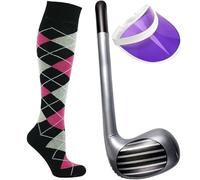 ANZEE Unisex Inflatable Visor and Socks - Pub Golf Accessories Blow Hat Neon Sun Cap for Pub Dress Men Women Casual Fancy Dress Costume (Pack of 3 Visor+Golf Socks)