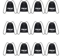 ANZEE® Unisex Thief Fancy Dress Costume Black and White Stripe T Shirt Mask and Bag Role Play Outfit for Kids World Book Day Halloween Party Size 5-13Years (Pack of 12 Bag, One Size)