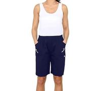 ANZEE Women Cherry Berry Stretch Fit Shorts - Plain Elasticated Waist Pull On Summer Short Pants UK Sizes 10-20 (UK, Numeric, 20, Navy)
