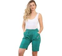 ANZEE Women Cherry Berry Stretch Fit Shorts - Plain Elasticated Waist Pull On Summer Short Pants UK Sizes 10-20 (UK, Numeric, 20, Jade Green)