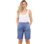 ANZEE Women Cherry Berry Stretch Fit Shorts - Plain Elasticated Waist Pull On Summer Short Pants UK Sizes 10-20 (UK, Numeric, 14, Denim)