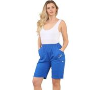 ANZEE Women Cherry Berry Stretch Fit Shorts - Plain Elasticated Waist Pull On Summer Short Pants UK Sizes 10-20 (UK, Numeric, 16, Royal Blue)