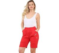 ANZEE Women Cherry Berry Stretch Fit Shorts - Plain Elasticated Waist Pull On Summer Short Pants UK Sizes 10-20 (UK, Numeric, 10, Red)