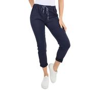 ANZEE® Women's Italian Plain Magic Trousers with Back Pockets Stretchy Lagenlook Yoga Pants Casual Activewear Lounge Bottoms for Everyday Comfort (UK, Numeric, 8, 16, Regular, Regular, Navy Blue)