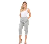 ANZEE Womens Italian Stripe Cherry Berry Capri Trousers - Stretch Fit 3/4 Cropped Pants Elasticated Waistband Summer Comfort (UK, Numeric, 14, Grey)