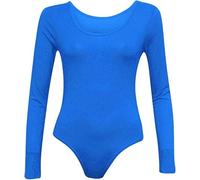 ANZEE Womens Leotard Ladies Round Neck Long Sleeve Plain Stretch Bodysuit For Girls Shapewear Thong Sculpting Body Shaper Jumpsuit Ballet Dance Gymnastics Long Sleeve Leotard (Turquoise, One Size)