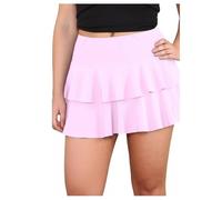 ANZEE Womens RARA Printed & Plain Mini Skirt Girls Frill Tiered Fashion Skater Skirt for Party Club Summer Beach Casual Holiday & Resort Wear (UK, Alpha, M, L, Regular, Regular, Baby Pink)