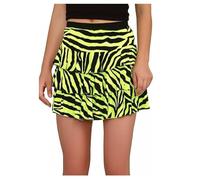 ANZEE Womens RARA Printed & Plain Mini Skirt Girls Frill Tiered Fashion Skater Skirt for Party Club Summer Beach Casual Holiday & Resort Wear (UK, Alpha, M, L, Regular, Regular, Neon Yellow Zebra)