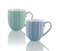 ANZHAN Coffee Cups 350ml with Handle Set of 2, White Ceramic China Mugs for Espresso Tea Macchiato Cappuccino Smoothie Matcha Milk Latte Juice, Tea Mug for Homes cafes Offices (350, Pumpkin)