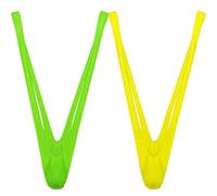 Anzhee Mankini Borat for Men Funny UK Hot Swimming Thong Swimwear V-Strap String Swimsuit Joke Secret Gift Birthday Christmas Xmas Fancy Dress Costume for Mens 2 Pack Green + Yellow