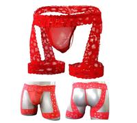 Anzhee Men's Jockstrap Sexy Jock Strap Athletic Thong Briefs Supporter Sports Underwear for Men G-String Tanga Underpants Male 1 Pack Red