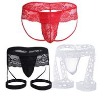 Anzhee Men's Jockstrap Sexy Jock Strap Underwear Athletic Thong Supporter Sports String for Men Briefs Thong Tanga Underpants Male 3 Pack Black Red White