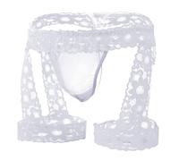 Anzhee Men's Jockstrap Sexy Lace Jock Strap Athletic Thong Briefs Supporter Sports Underwear for Men G-String Tanga Underpants Male 1 Pack White