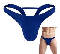 Anzhee Men's Jockstrap Sexy Thong Briefs Jock Strap Athletic Sports Underwear for Men String Tanga Breathable Underpants Male 1 Pack Blue