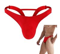 Anzhee Men's Jockstrap Sexy Thong Briefs Jock Strap Athletic Sports Underwear for Men String Tanga Breathable Underpants Male 1 Pack Red