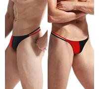 Anzhee Men's Sexy Swimming String Thongs Briefs Underwear G-Strings Mankini Low Rise Tanga for Men Male Athletic Sports Underpants Secret Gift for Valentine Christmas Birthday Red/Black