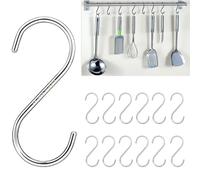 Anzhee S Hooks, Shooks for Hanging, Kitchen Hooks, S Shaped Hooks, SUS304 Stainless Steel Food Grade Material Keep Your Health, Medium Heavy Duty Hangers for Bathroom, Security | Strong | Never Rust