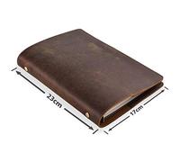 Anzhi Handmade Leather Ring Binder A5 Notebook with Leather Cover 23 x 17 cm Refillable with 6 Ring Binder
