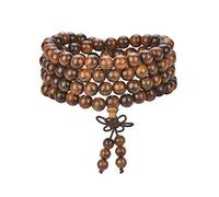 anzhongli Mala Beads Bracelet 108 8mm Prayer Meditation Sandalwood Elastic…, 8 mm, Wood, circular