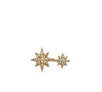 Anzie 14K yellow gold Aztec North Star Double diamond stud earring One Size