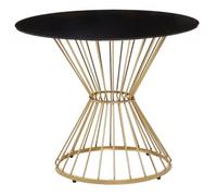 Anzio Black Glass 2 Seater Round Dining Table with Gold Hourglass Base