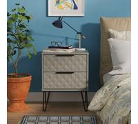 Welcome Furniture Ltd Harlequin 2 Drawer Compact Bedside Cabinet in Dusk Grey - Ready Assembled, Grey