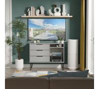 Anzio Matt Dusk Grey Tv Stand With 2 Shelves & 3 Drawers, (H)74.2Cm X (W)96.8Cm X (D)39.2Cm
