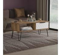 Harlequin Coffee Table White & Oak 1 Shelf 1 Drawer 92cm