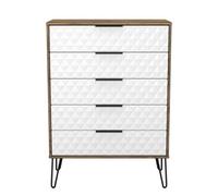 Anzio Matt Vintage Oak Effect 5 Drawer Chest (H)1067mm (W)765mm (D)395mm