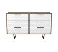 Anzio Matt Vintage Oak Effect 6 Drawer Chest (H)737mm (W)1130mm (D)395mm