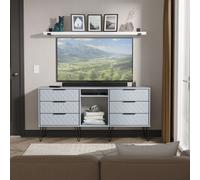 Anzio Ready Assembled Matt Denim Blue 6 Drawer Sideboard (H)742mm (W)1537mm (D)397mm