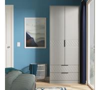 Welcome Furniture Ltd Harlequin Tall Double 2 Drawer Wardrobe in Dusk Grey - Ready Assembled, Grey