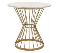 Anzio White Marble 2 Seater Round Dining Table with Gold Hourglass Base