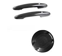 ANZIWU Black Door Handle Cover and Gasoline Engine Hood, Compatible with MINI Cooper S SD F56 F57 (Carbon Patterned Door Handle+Fuel Tank Cap)
