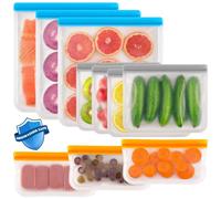 ANZNKU 10 Pack Reusable Food Storage Bags, BPA Free PEVA Reusable Freezer Bags, Dishwasher Safe Silicone Bags, Leak-proof Lunch Bags for Kitchen(3 Gallon + 4 Sandwich +3 Snack Bags)
