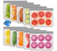 ANZNKU 10 Pack Reusable Sandwich Bags, Food Storage Bags, Dishwasher Safe Silicone Bag Reusable Storage, BPA Free PEVA Freezer Bags, Leak-proof Lunch Bag for Kitchen