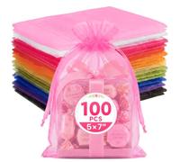 ANZNKU 100PCS Organza Bags 5x7 Multicolor Small Gift Mesh Drawstring Bag