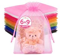 ANZNKU 100PCS Organza Bags 6x9 Multicolor Small Gift Mesh Drawstring Bag | Party Favor Goodie Bags Pouch for Jewelry Candy Treat Soap Sachet, Use for Wedding Birthday Baby Shower Graduation