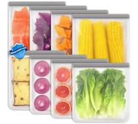 ANZNKU 8 Pack Reusable Gallon Bags, Reusable Food Freezer Bags, BPA Free PEVA, Dishwasher Safe Silicone Bags, Leak-proof Lunch Bags for Kitchen Storage