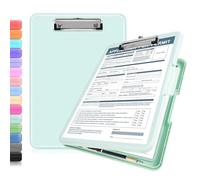 ANZNKU Clipboards with Storage, 13x9.6 Heavy Duty Nursing Clipboard Foldable, Plastic Storage Clipboard with Pen Holder, Cute Clip Board Folder for Teacher Nurse Work, School & Office Supplies(Green)
