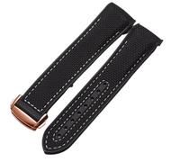 ANZOAT 20mm 22mm Rubber Silicone Watch Bands Nylon Watchband For Omega Straps Seamaster 300m GMT Chrono 600m Planet Ocean 215 Bracelets(Black White Rosegd,22mm)