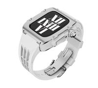 ANZOAT For Apple Watch Band 9 8 7 44mm 45mm Series Luxury Modification Kit，Fluororubber Watch Strap Titanium alloy Case，For IWatch SE 6 5 4 Diy Mod Kit(Q,45MM)