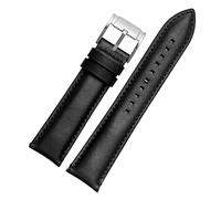 ANZOAT For Fossil BQ2363/2453 ME3099 3052 3054 FS5380/5453 FS4735 FS4812 Cowhide Strap Vintage Genuine leather Watchband 20 22mm(Black silver,20mm)